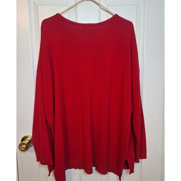 Lane Bryant Bright Red V Neck Pullover Sweater Bold Colorful Classic Size 26/28 - Picture 2 of 8